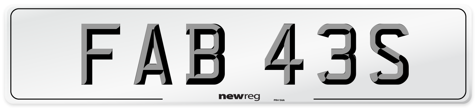 FAB 43S Number Plate from New Reg